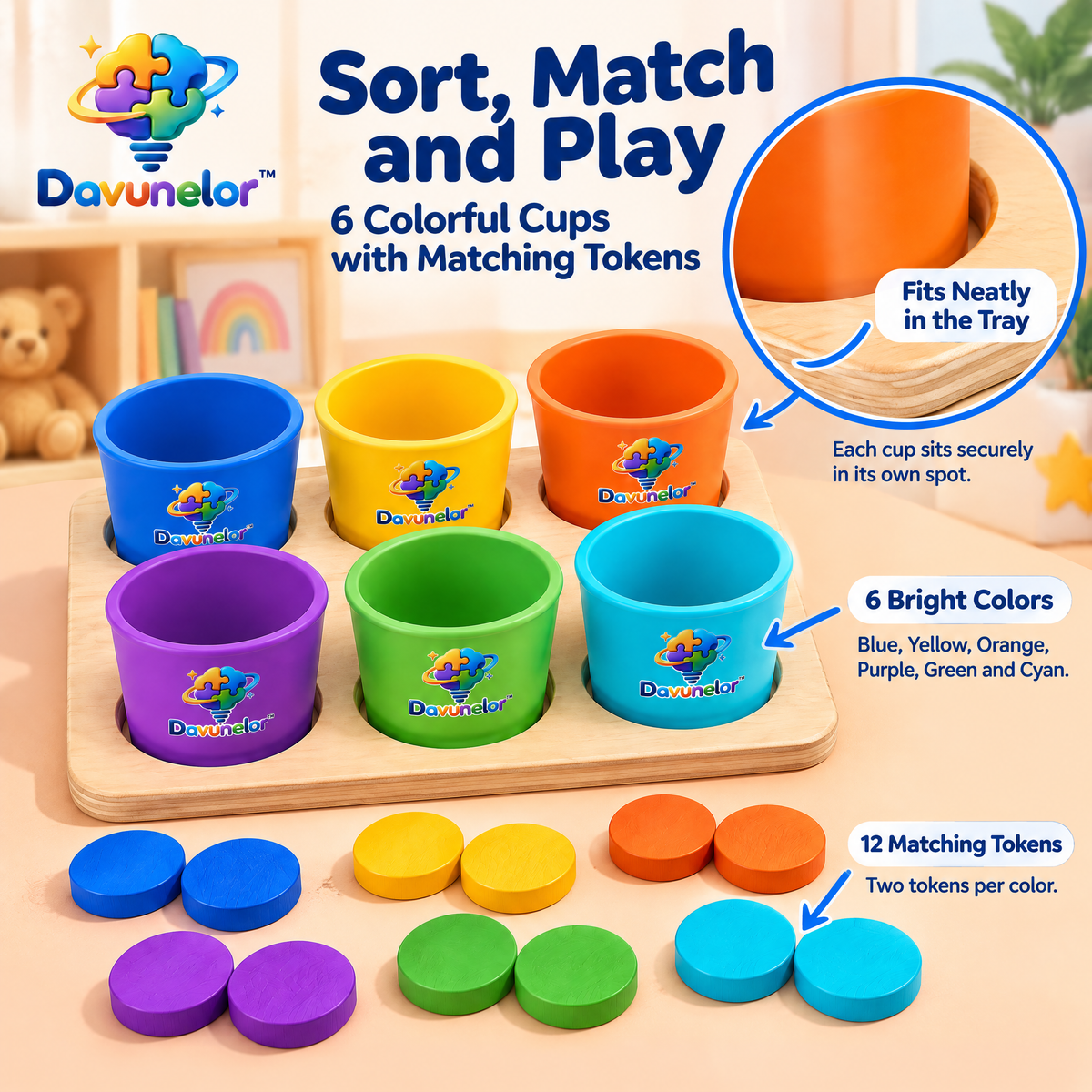 Davunelor ColorMatch Sorting Cups — product view 3